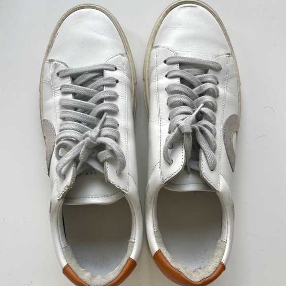 Oliver Cabell Low 1 Marsala White Sneaker with Orange Accent - Picture 5 of 5